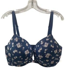 Victoria's Secret Push Up Bra 38DDD F85 Navy Blue Floral Print